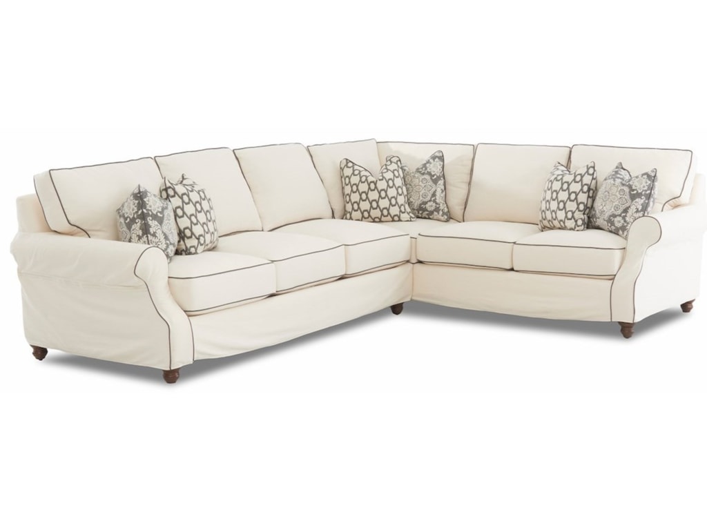 Klaussner Tifton Traditional 2 Piece Slipcover Sectional Sofa With Slipcover Sectional Sofa