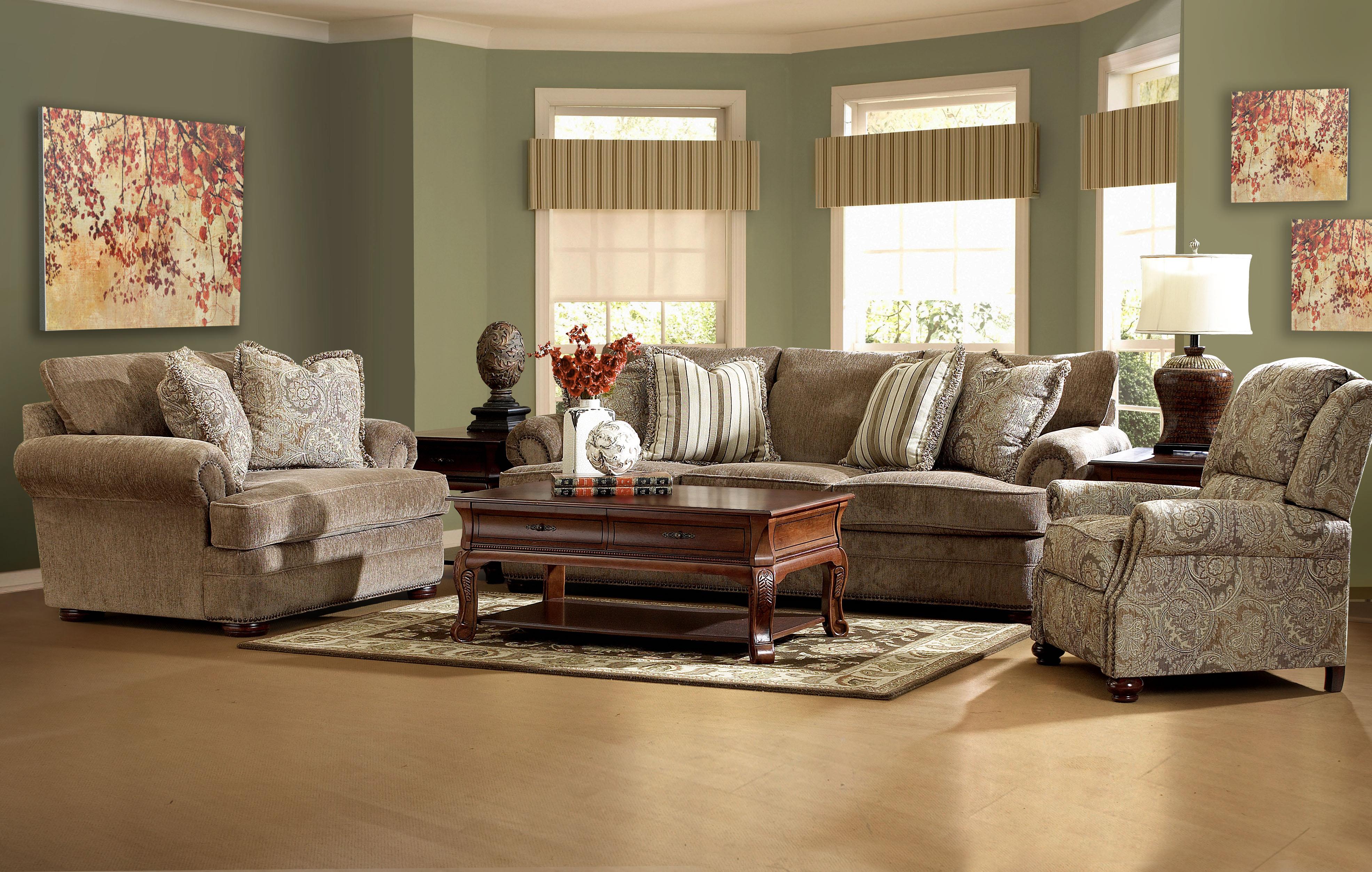 Klaussner Tolbert Traditional Sofa With Rolled Arms And Fringe