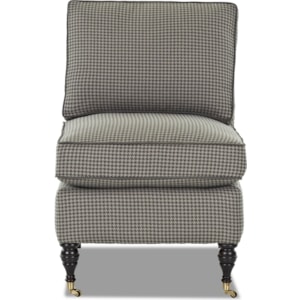 Klaussner Trixie Traditional Armless Accent Chair With Casters And Turned Feet Lagniappe Home Store Upholstered Chairs