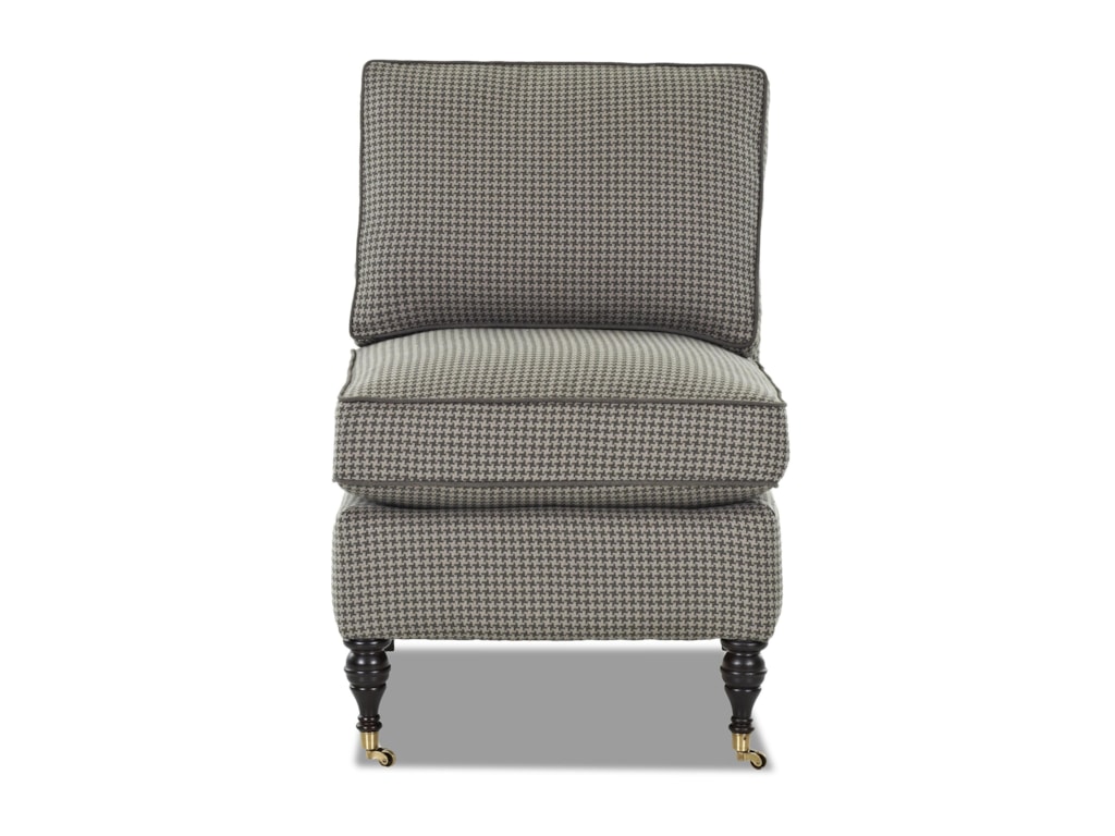 Klaussner Trixie Traditional Armless Accent Chair With Casters And Turned Feet Wayside Furniture Upholstered Chairs Klaussner Trixie Traditional Armless Accent Chair With Casters And Turned Feet Wayside Furniture Upholstered Chairs