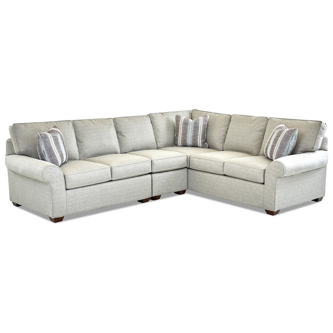 Klaussner Troupe Casual 3 Piece Sectional Sofa With Laf Loveseat
