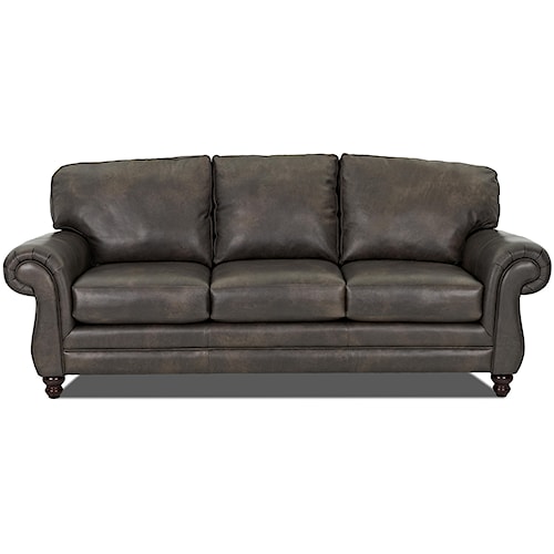 Klaussner Valiant Leather Sofa With Rolled Arms Furniture Options Klaussner Valiant Leather Sofa With Rolled Arms