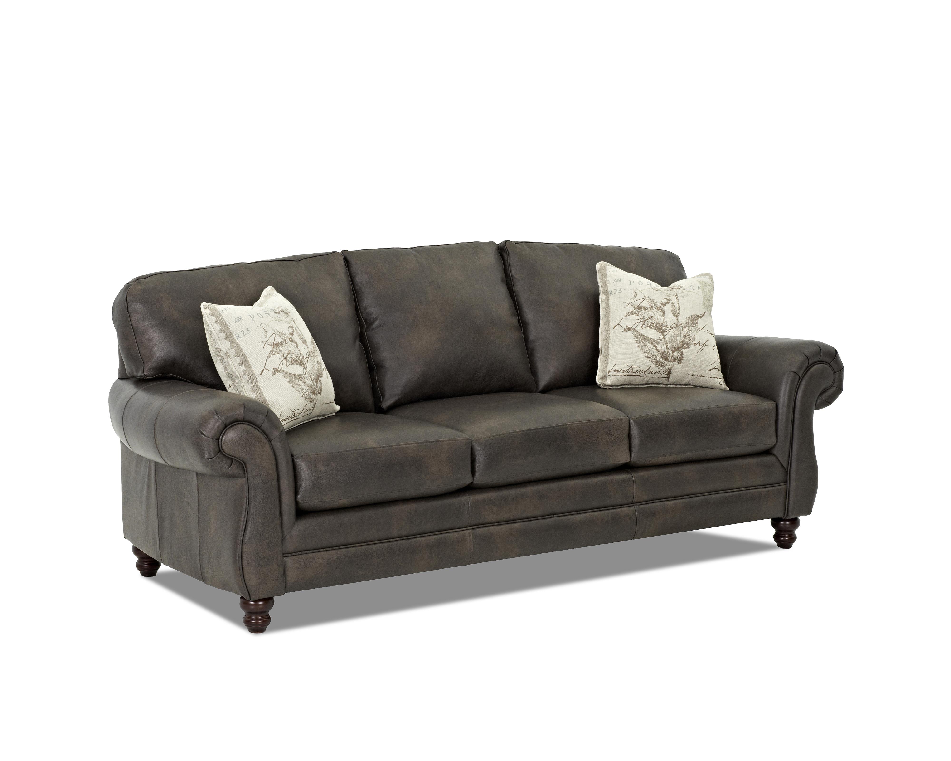 Klaussner Valiant Lt56200ap S Leather Sofa With Accent Pillows