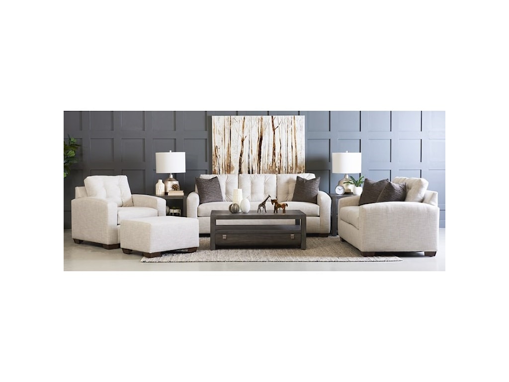 Klaussner Van Contemporary Sofa With Tufted Back Cushions