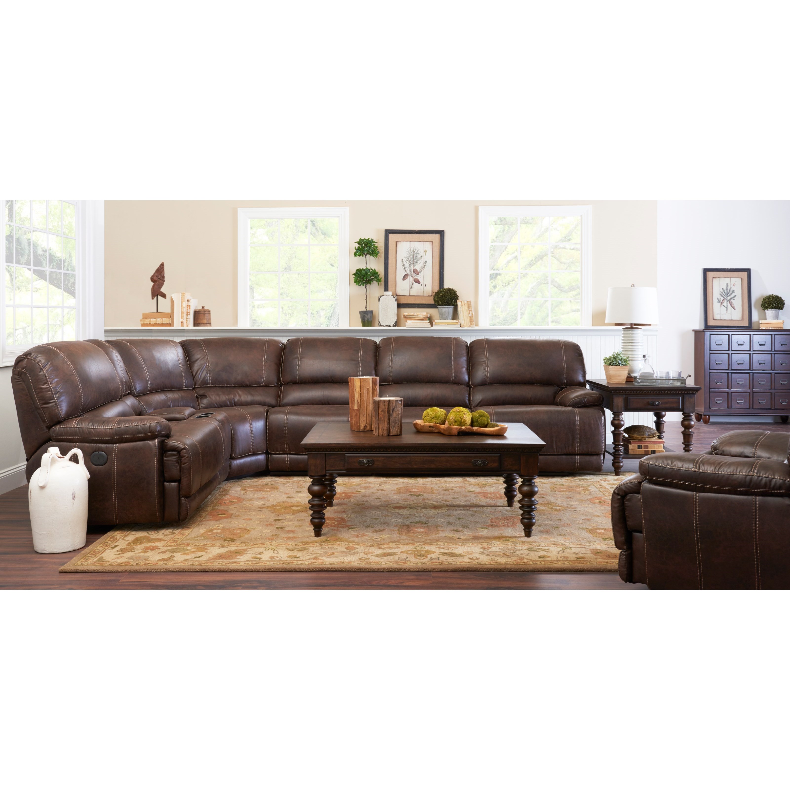 Klaussner International Foster Four Seat Power Reclining Sectional