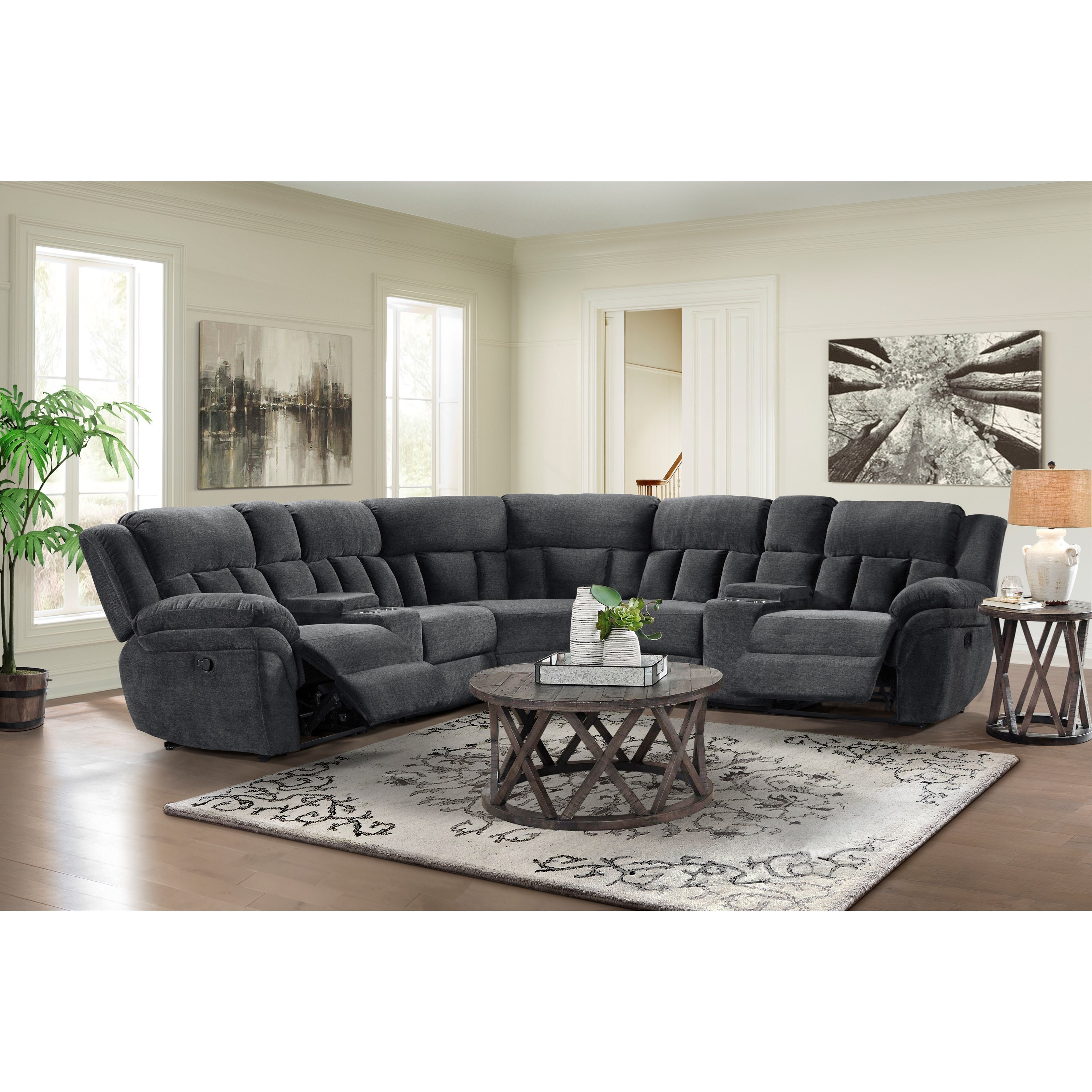 grey reclining sectional couch