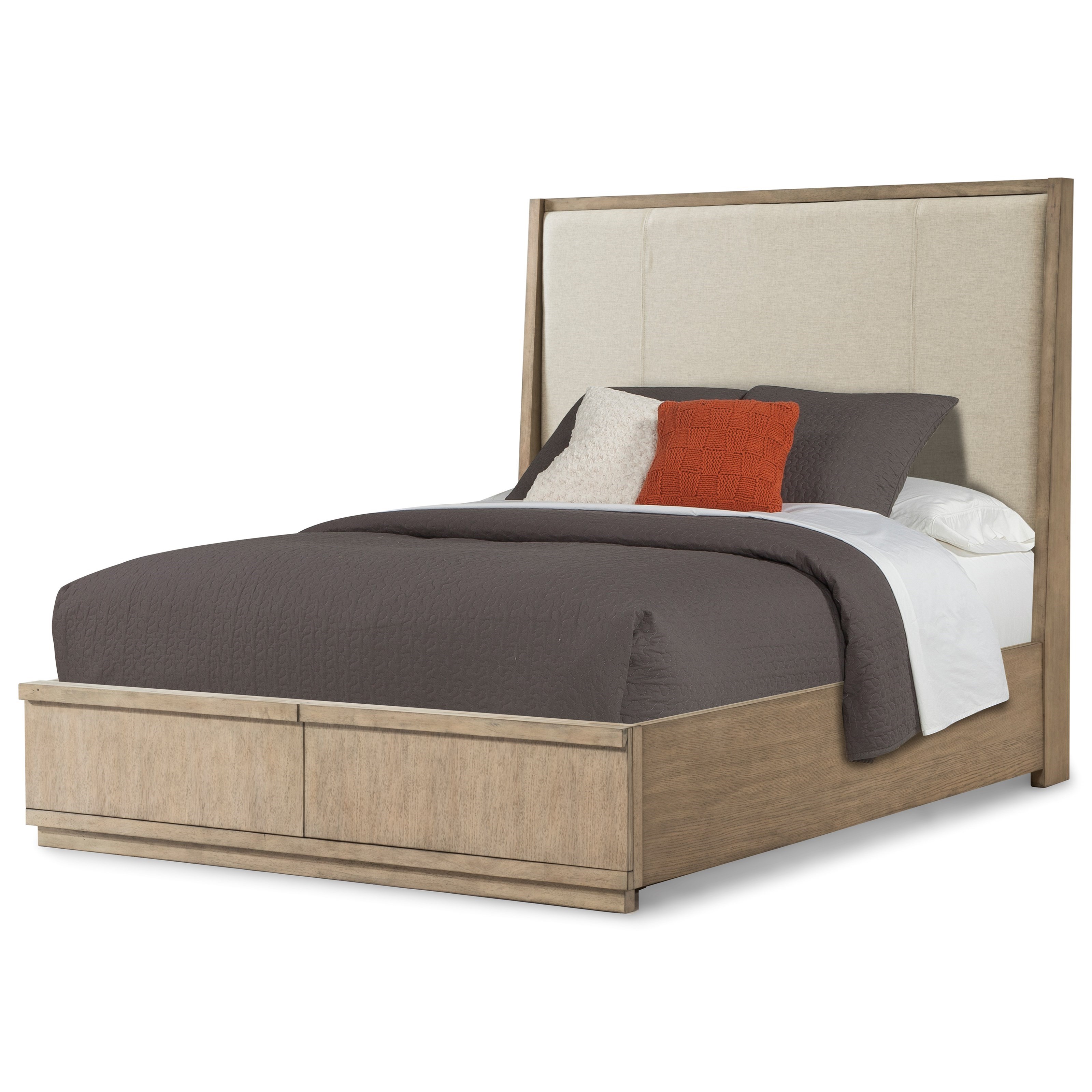 Klaussner International Melbourne 680 266 Kbed Contemporary King Bed With Upholstered Headboard And Two Storage Drawers Pilgrim Furniture City Upholstered Beds
