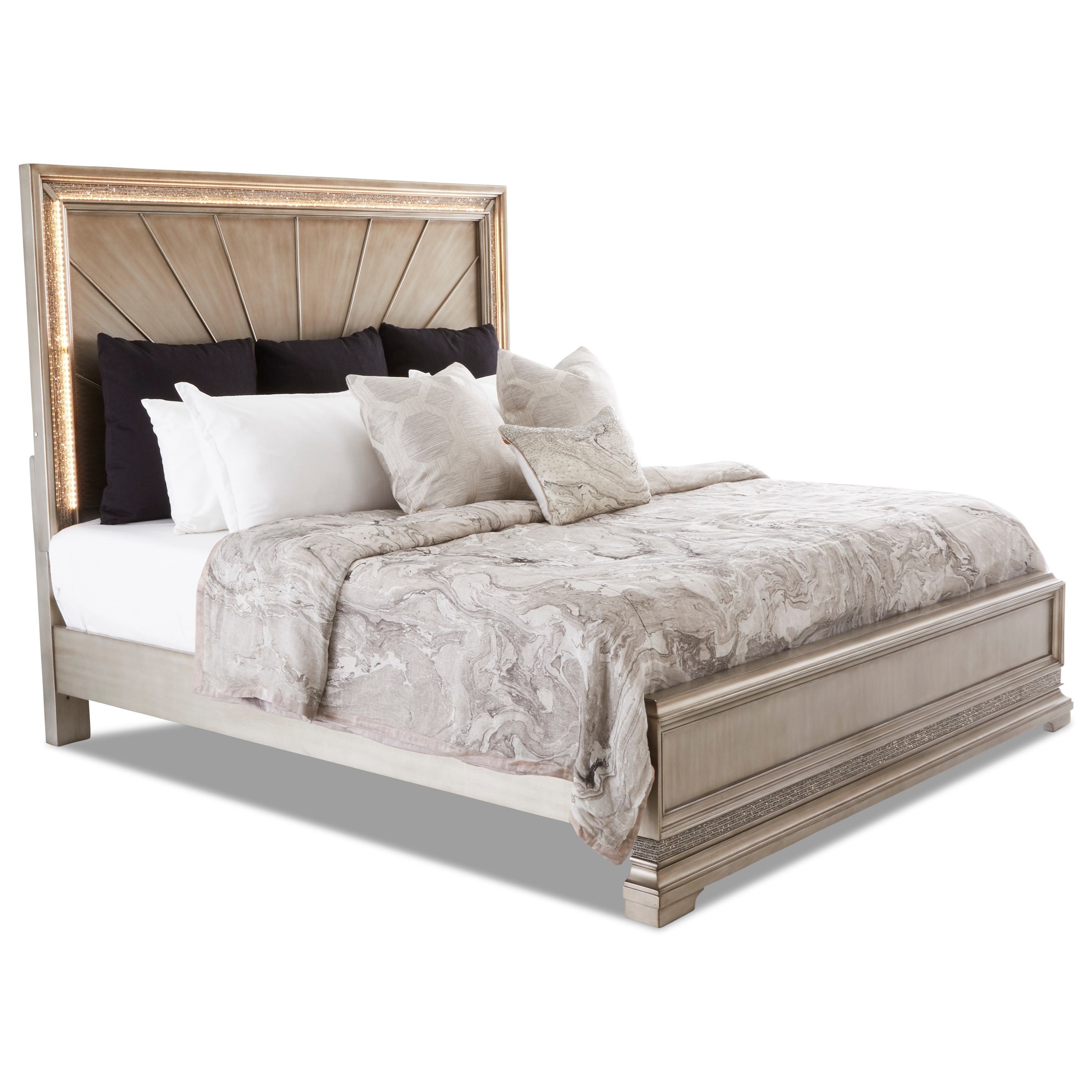 Klaussner International Sophia 941 060 Kbed Glam California King Bed With Light Up Headboard Beck S Furniture Panel Beds