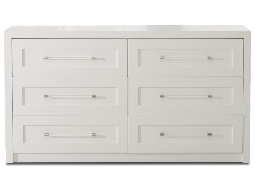 Klaussner International Studio White Transitional Six Drawer