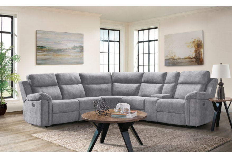 Thomas 6 Piece Power Reclining Sectional Sofa With Cupholder Storage Console Walker S Furniture Reclining Sectional Sofas