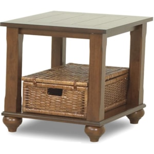 Klaussner International Treasurers 839 809 Etbl End Table With 1 Wicker Basket Pilgrim Furniture City End Table