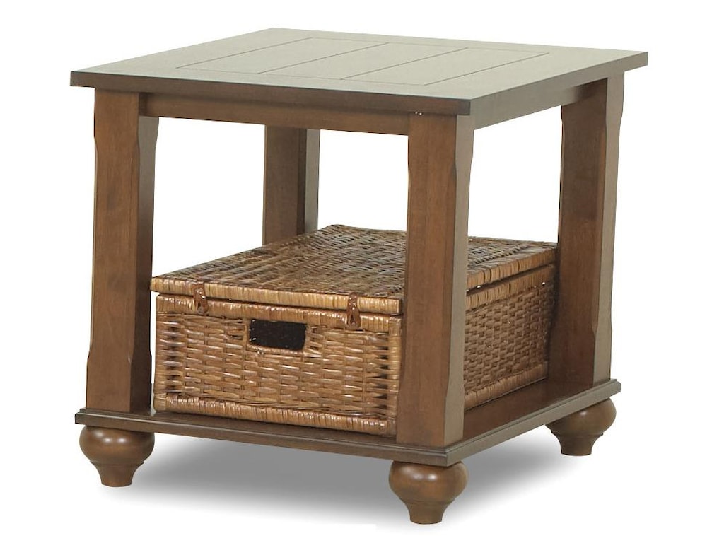 Treasurers End Table With 1 Wicker Basket By Klaussner International At Lagnie Home Treasurers End Table With 1 Wicker Basket By Klaussner International At Lagnie Home