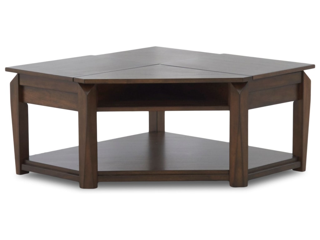 Klaussner International Wedgeland Casual Wedge Shaped Tail Table Klaussner International Wedgeland Casual Wedge Shaped Tail Table With Two Lift Top Surfaces And Casters