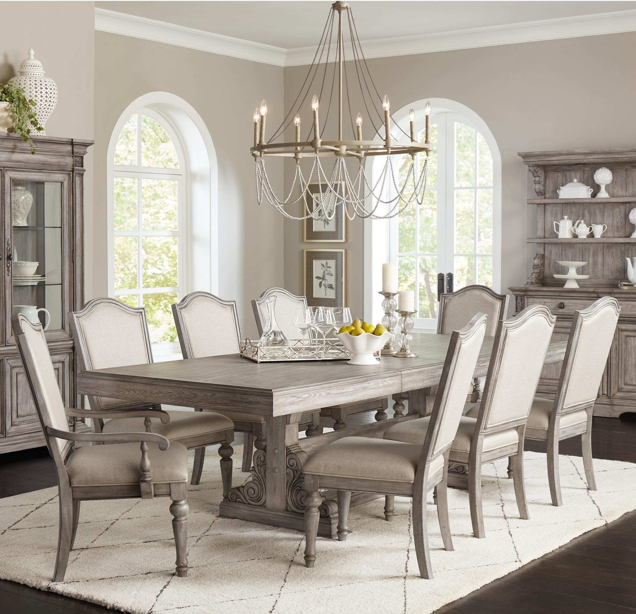 Klaussner International Windmere Relaxed Vintage 9 Piece Table And Chair Set Wayside Furniture Dining 7 Or More Piece Sets