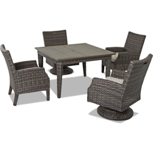 Klaussner Outdoor Cascade 5 Piece Outdoor Dining Set With Swivel Chairs Hudson S Furniture Outdoor Dining Sets