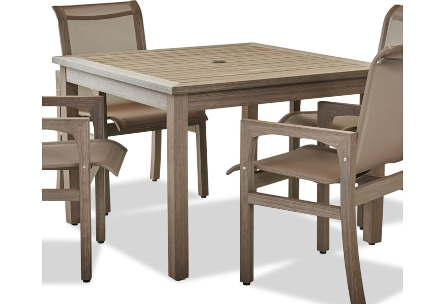 Beachgl 42 Square Outdoor Dining Table With Umbrella Hole Square Outdoor Dining Table