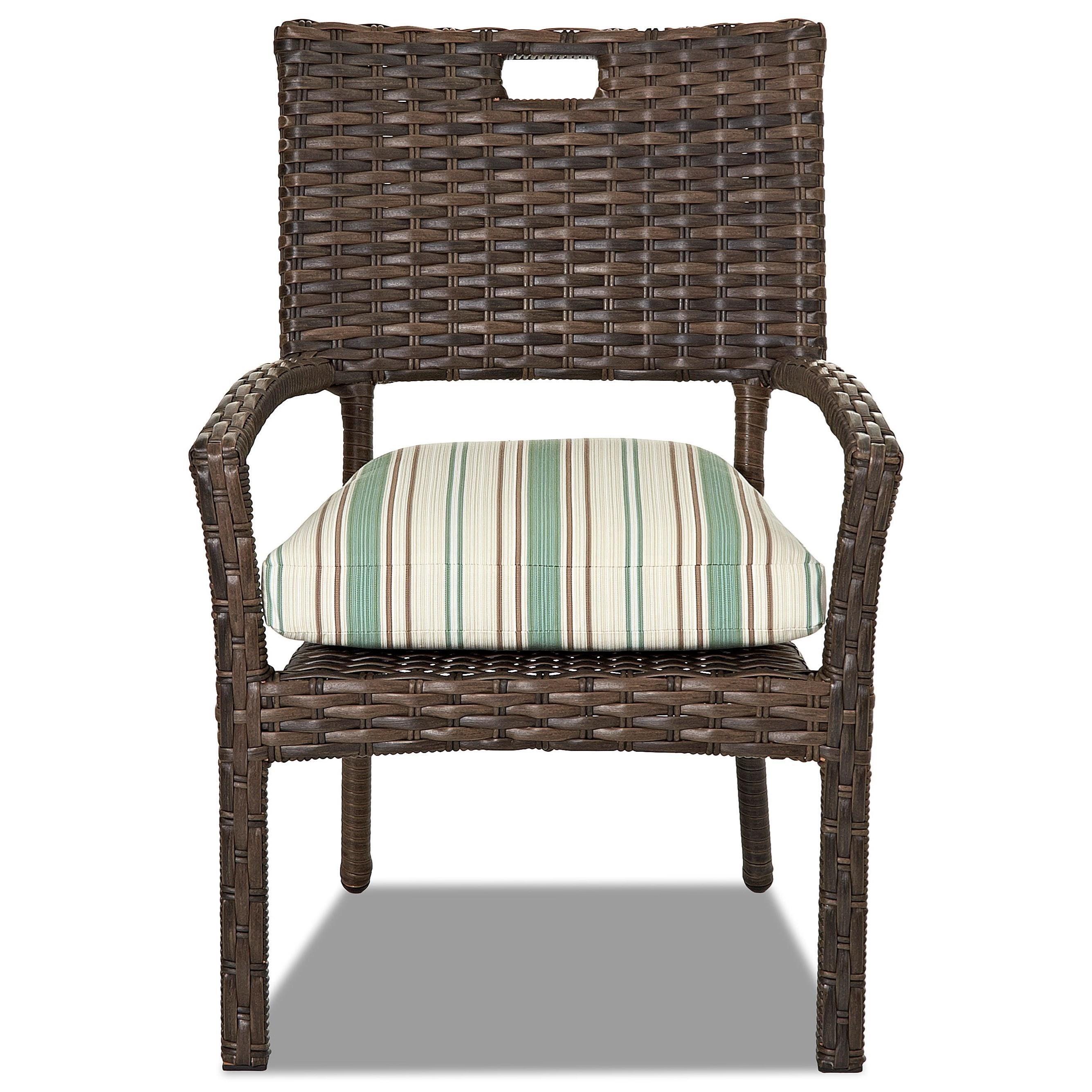 Klaussner Outdoor Sycamore W5100 Stdc 4 Pack Outdoor Stacking Dining Chairs With Reversible Cushions Hudson S Furniture Outdoor Dining Arm Chairs