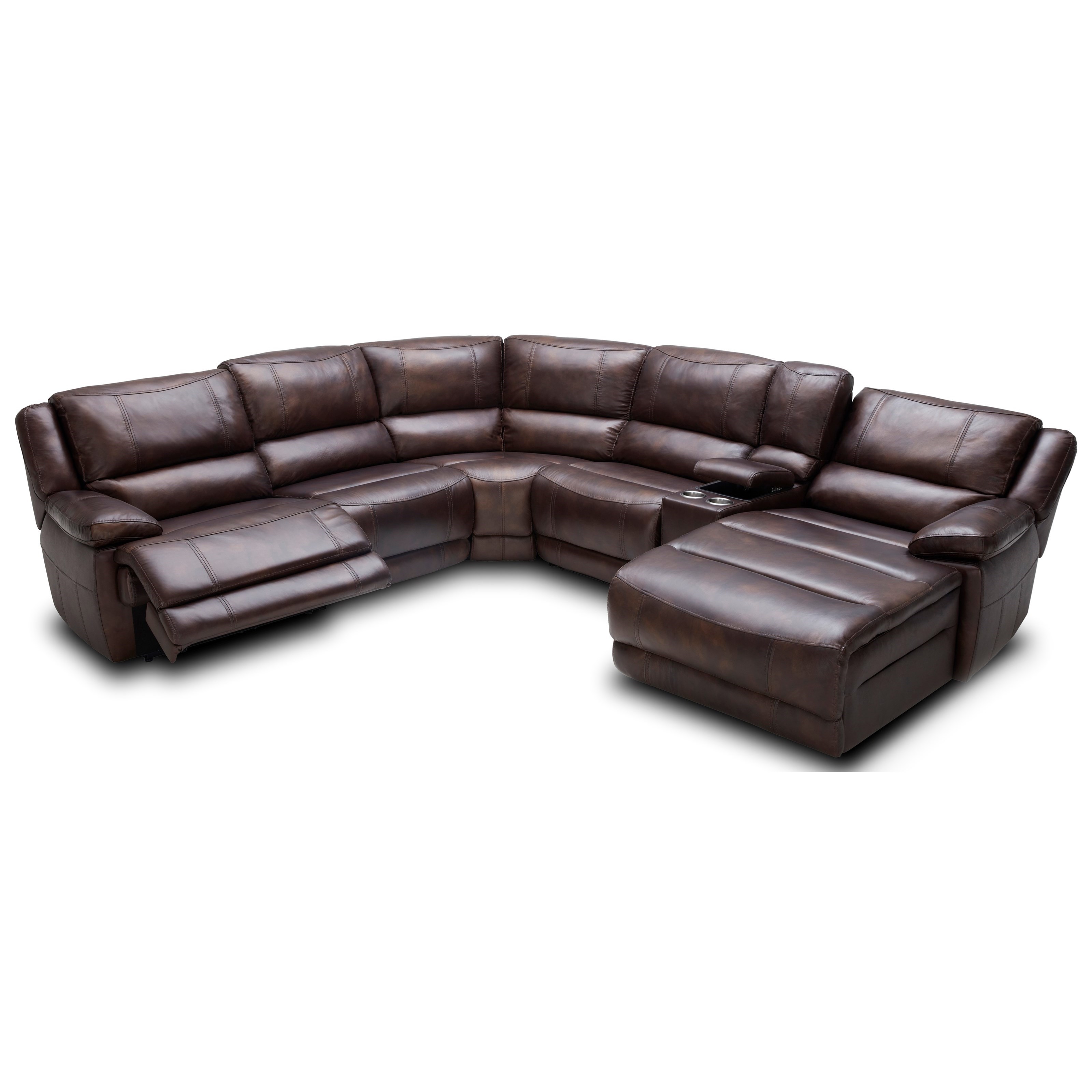 Kuka Home Km028 Six Piece Reclining Sectional Sofa With Cupholder Storage Console Howell Furniture Reclining Sectional Sofas
