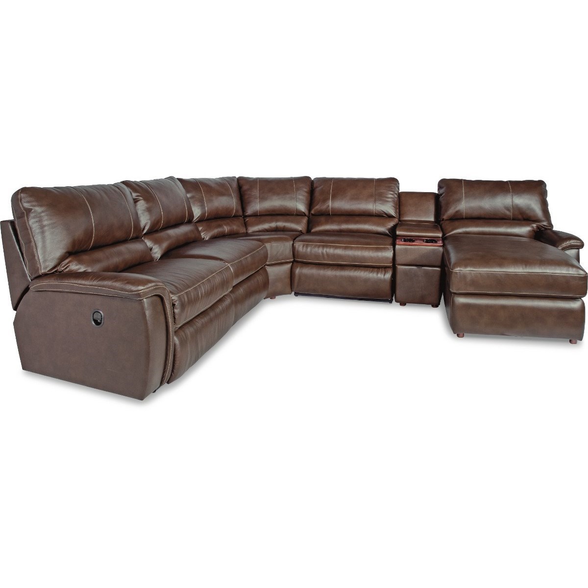 La Z Boy Aspen Six Piece Reclining Sectional Sofa With Right Arm