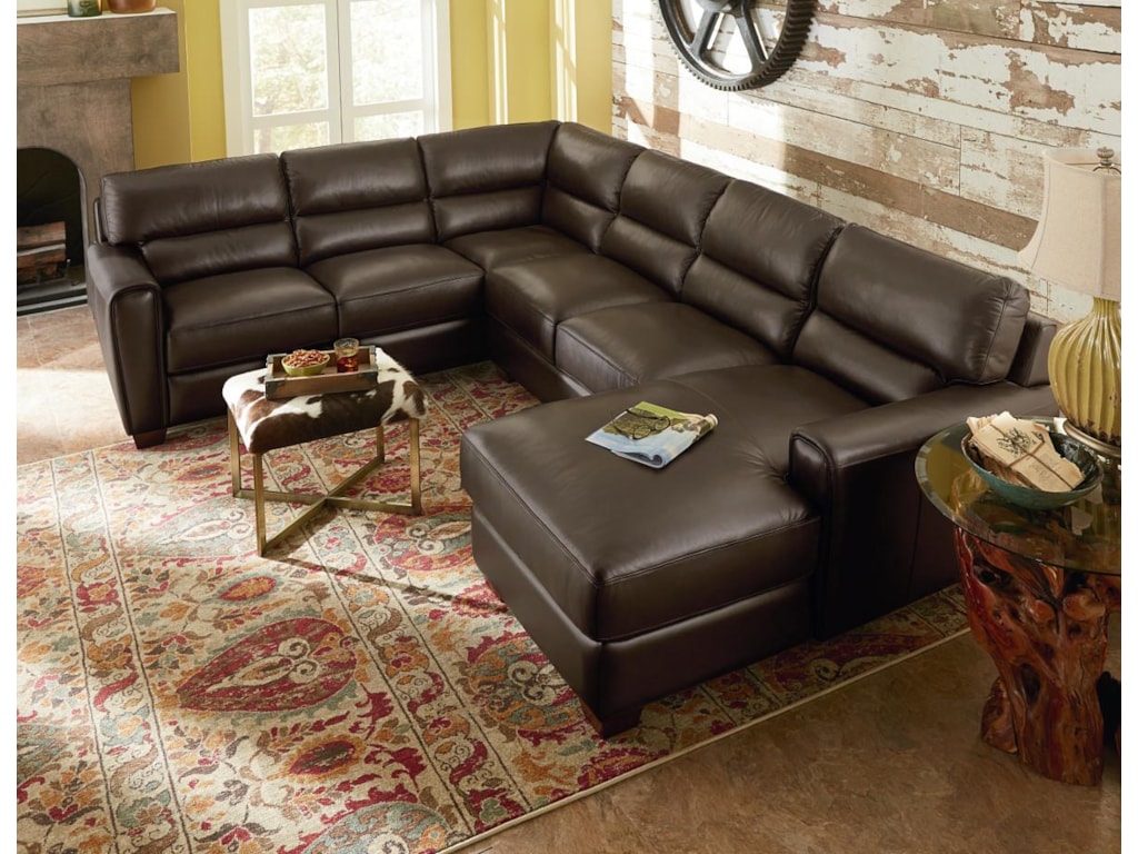 La Z Boy Brody Three Piece Contemporary Leather Sectional Sofa With La Z Boy Brody3 Pc Sectional Sofa W Raf Chaise