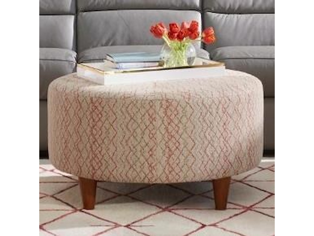 La z boy chairs loop round cocktail ottoman with topstitch detailing adcock furniture ottomans