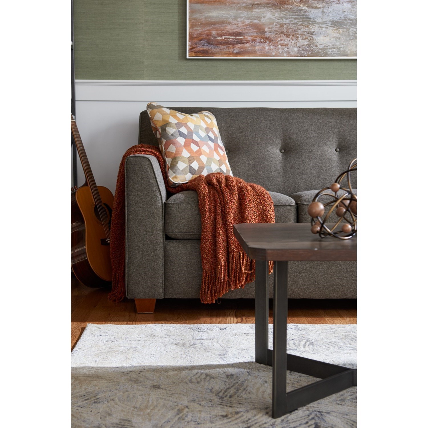 LaZBoy Dixie Contemporary Tufted Apartment Sleeper Sofa with Premier