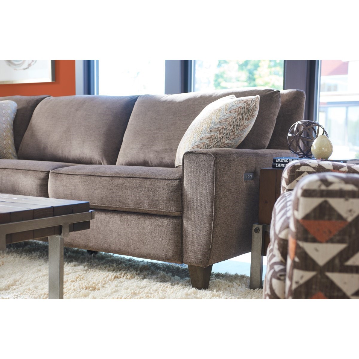 La Z Boy Edie Four Piece Power Reclining Sectional Sofa With Two Reclining Chairs And Two Usb Charging Ports Conlin S Furniture Reclining Sectional Sofas