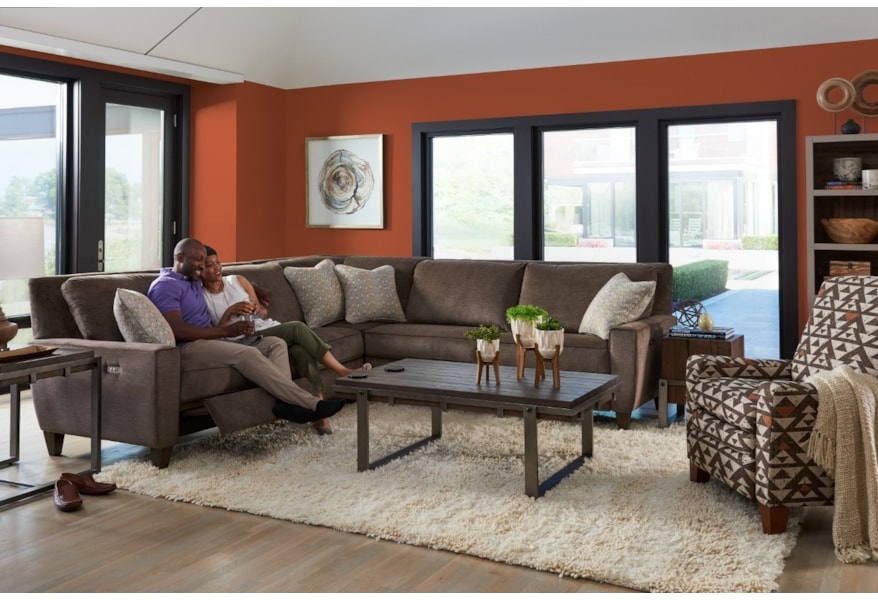 La Z Boy Edie Three Piece Power Reclining Sectional Sofa With Two Reclining Chairs And Two Usb Charging Ports Bullard Furniture Reclining Sectional Sofas La Z Boy Edie Three Piece Power Reclining Sectional Sofa With Two Reclining Chairs And Two Usb Charging Ports Bullard Furniture Reclining Sectional Sofas