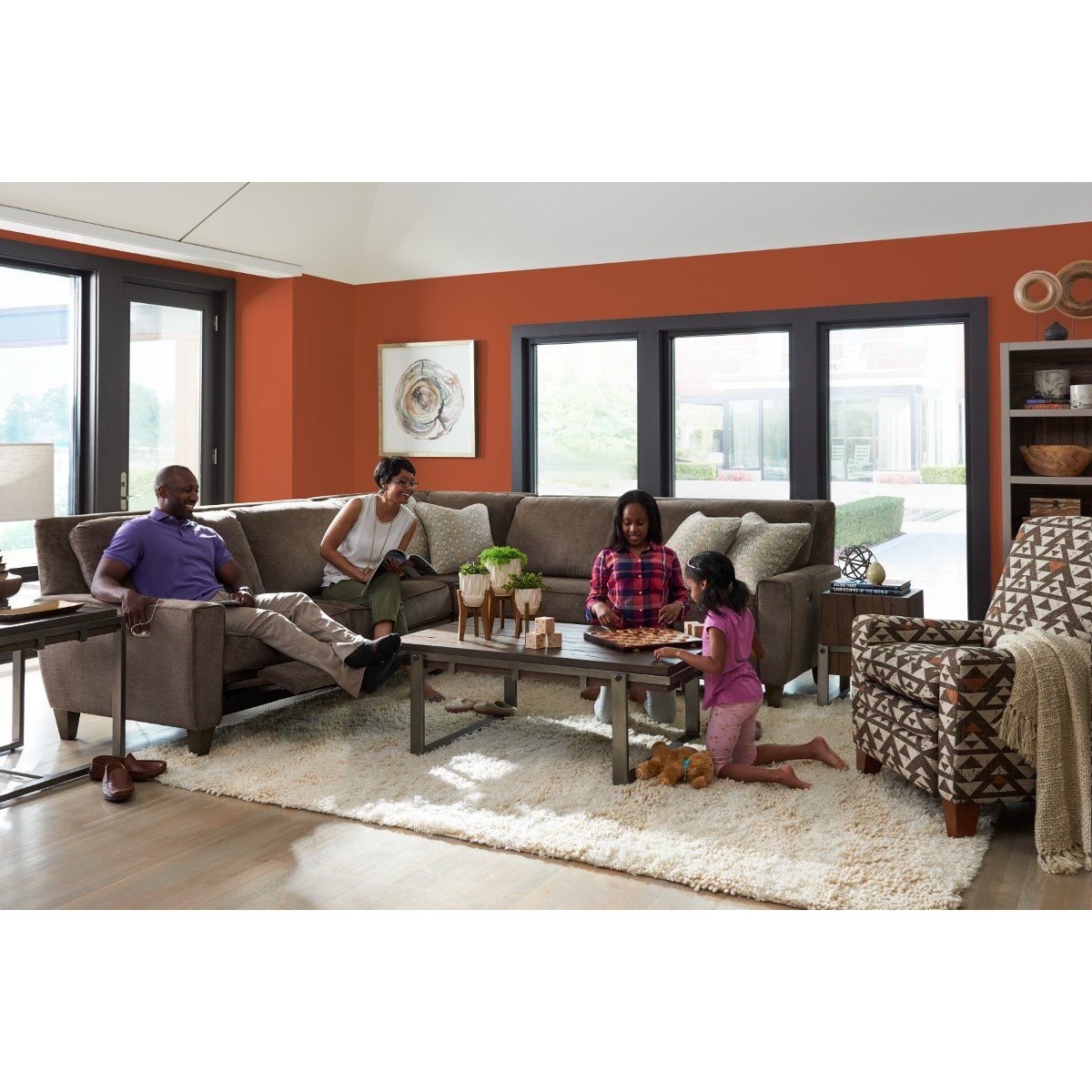 LaZBoy Edie Three Piece Power Reclining Sectional Sofa with Two