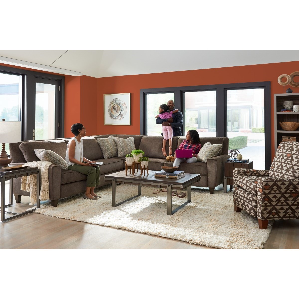 LaZBoy Edie Three Piece Power Reclining Sectional Sofa with Two