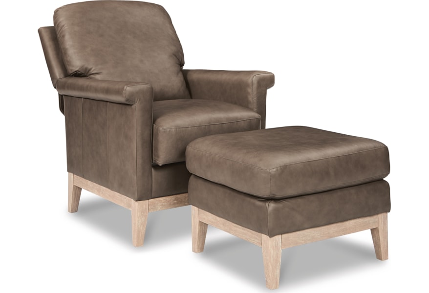 La Z Boy Ferndale Modern Chair And Ottoman With Solid Wood Base Home Furnishings Direct Reclining Chair Ottoman Sets