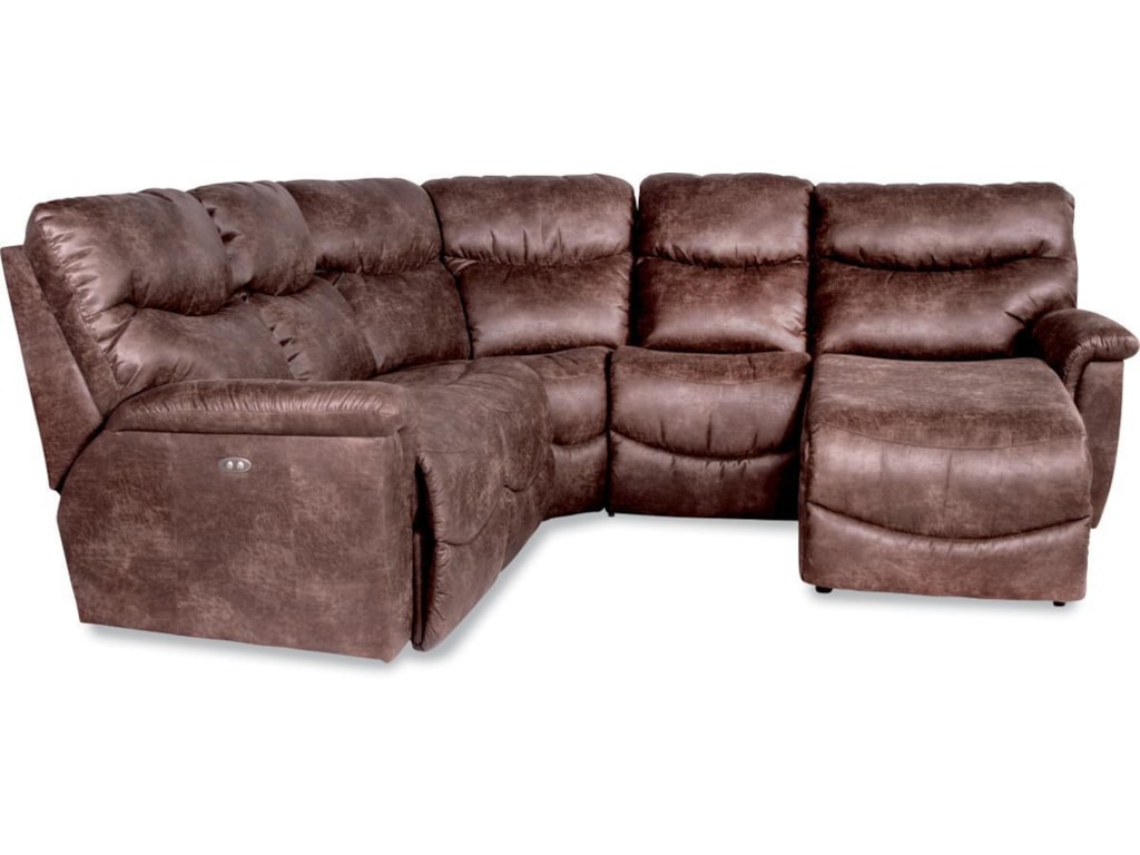 James Four Piece Reclining Sectional Sofa With Las Chaise And One Tilt Headrest Chair By La Z Boy At Novello Home Furnishings James Four Piece Reclining Sectional Sofa With Las Chaise And One Tilt Headrest Chair By La Z Boy At Novello Home Furnishings