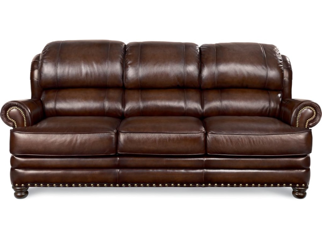 La Z Boy Jamison Traditional Leather Sofa With Turned Arms And Nail La Z Boy Jamisonsofa