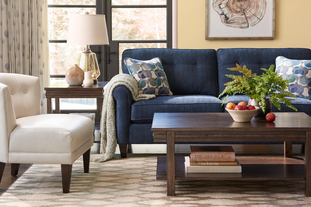 La Z Boy Laurel Stationary Button Tufted Sofa Conlin S Furniture