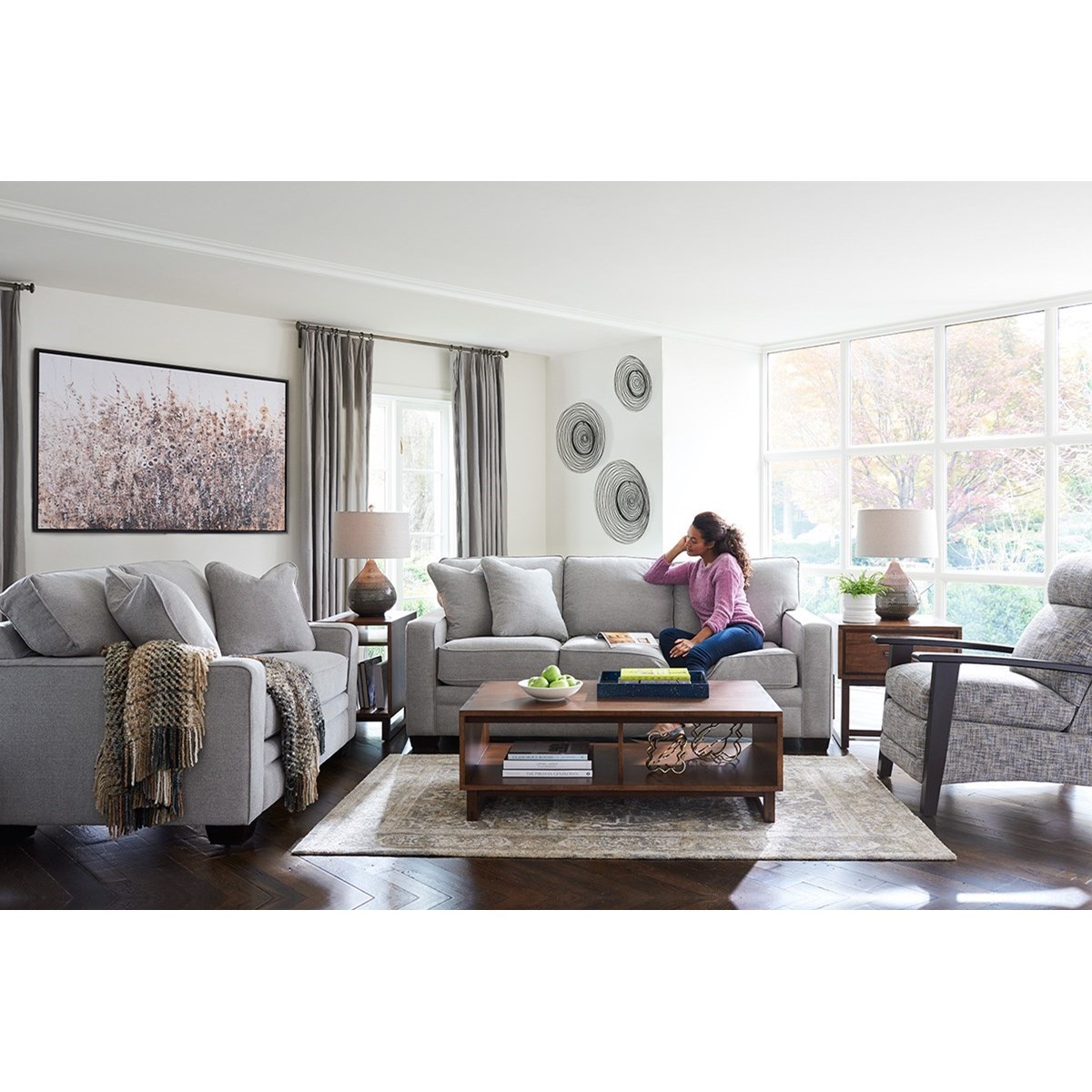 La Z Boy Meyer Contemporary Sofa With Premier Comfortcore Cushions Reid S Furniture Sofas