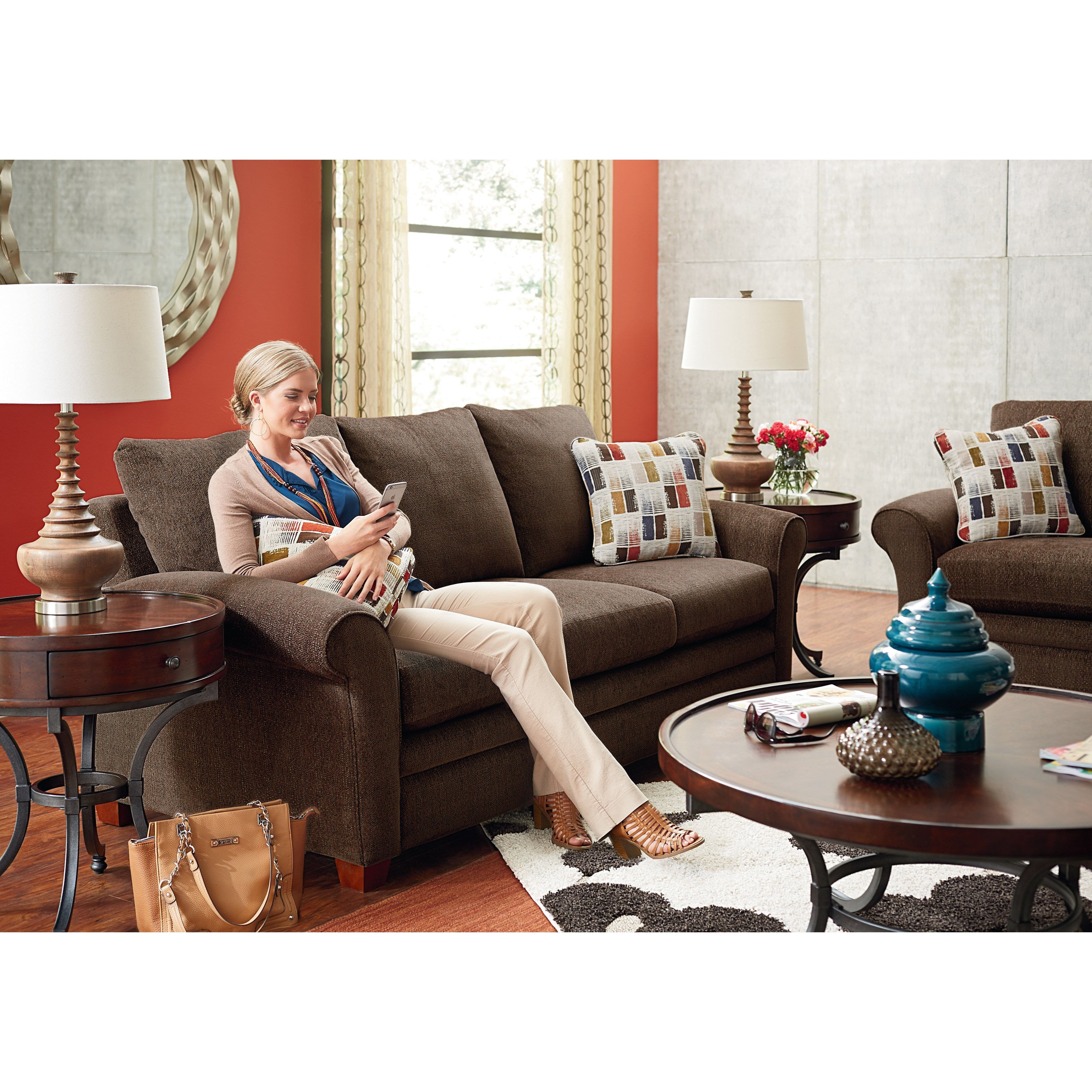 La Z Boy Natalie Transitional Sofa With Sock Arms Fisher Home