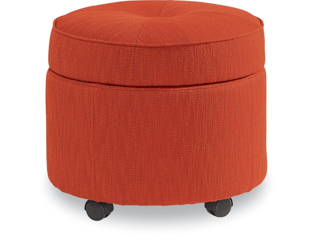 La Z Boy Ottomans U Turn Round Ottoman With Casters Morris Home La Z Boy Ottomans Round Accent Ottoman W Casters