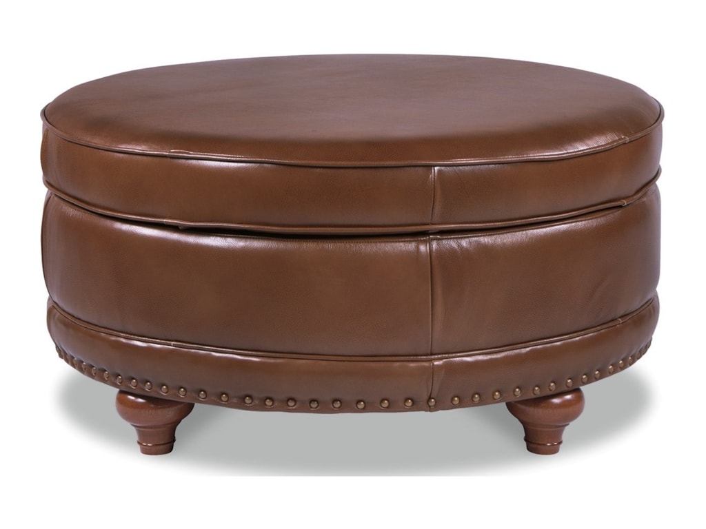 La Z Boy Ottomans Coronet Round Storage Ottoman With Comfortcore Premier Ottoman Shown With Optional Br Nails