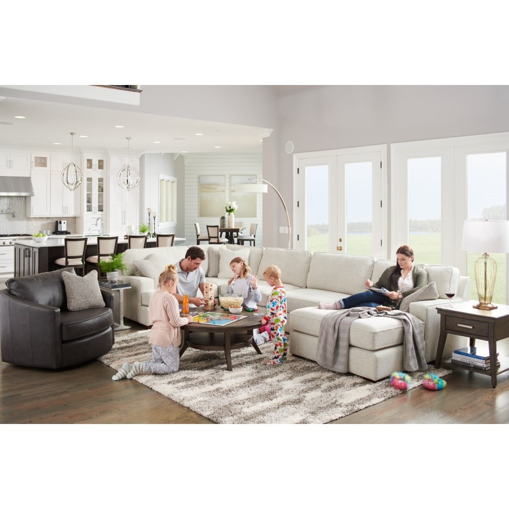 La Z Boy Paxton 4 Seat Premier Sectional Sofa With Comfort Core Cushions And Wide Chaise H L Stephens Sectional Sofas