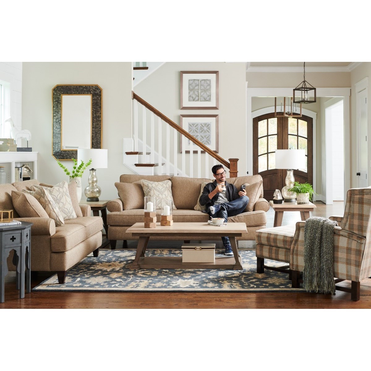 La Z Boy Porter Transitional Sofa With Premier Comfortcore Cushions Conlin S Furniture Sofas