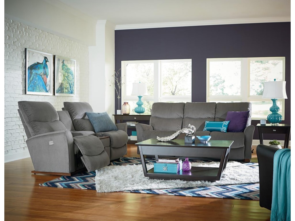 La-Z-Boy ROWAN3 Pc Reclining Loveseat w/ Storage Console