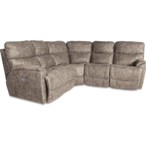 La Z Boy Trouper Three Piece Reclining Corner Sectional Sofa Lindy S Furniture Company Reclining Sectional Sofas