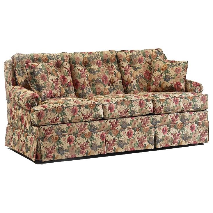 Lancer 610 Casual Sofa With Tufted Back Cushions And Skirted Base Sheely S Furniture Appliance Sofas