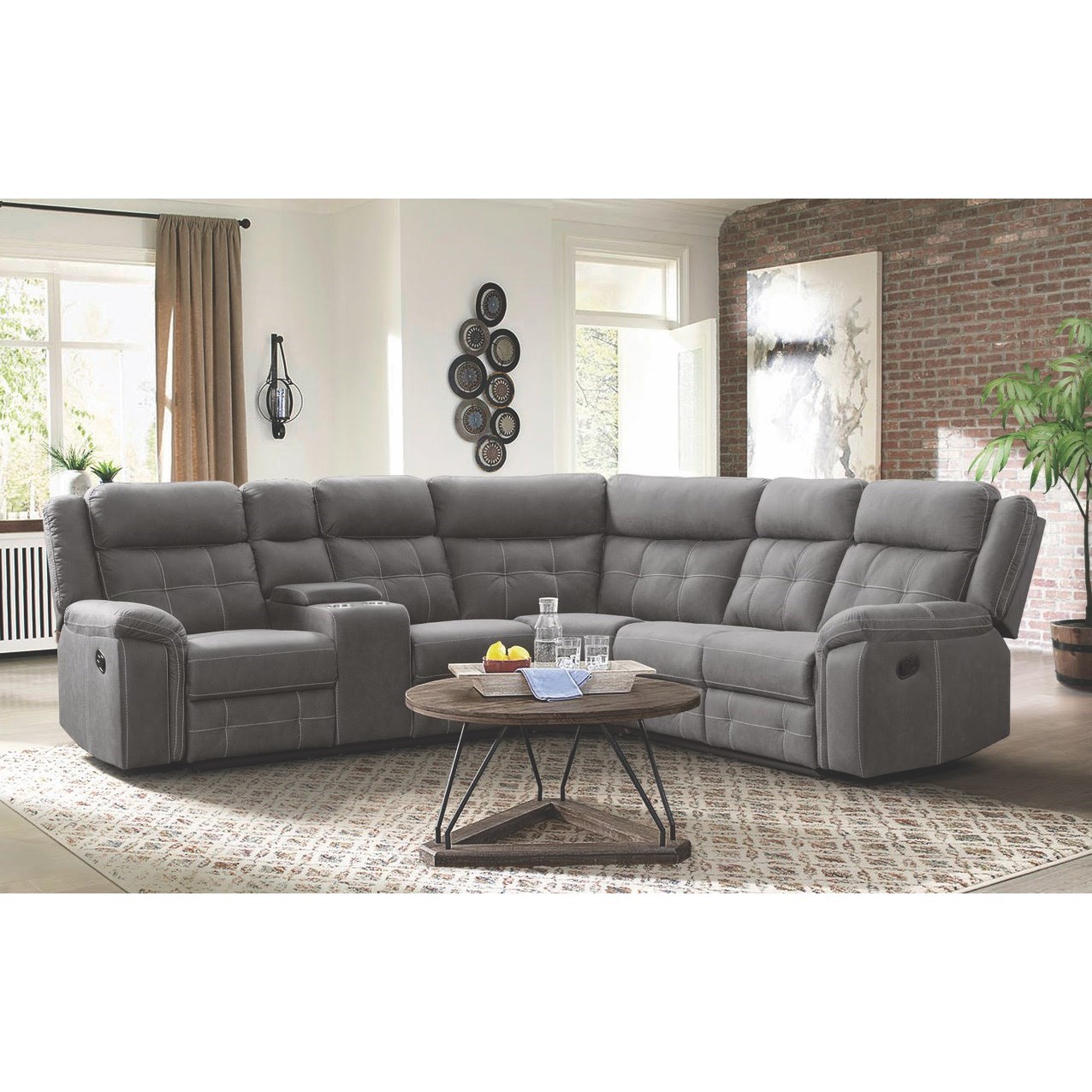 Lane 59933 Unit Grp 59933 Reclining Sectional Casual Reclining Sectional With Console Household Furniture Reclining Sectional Sofas