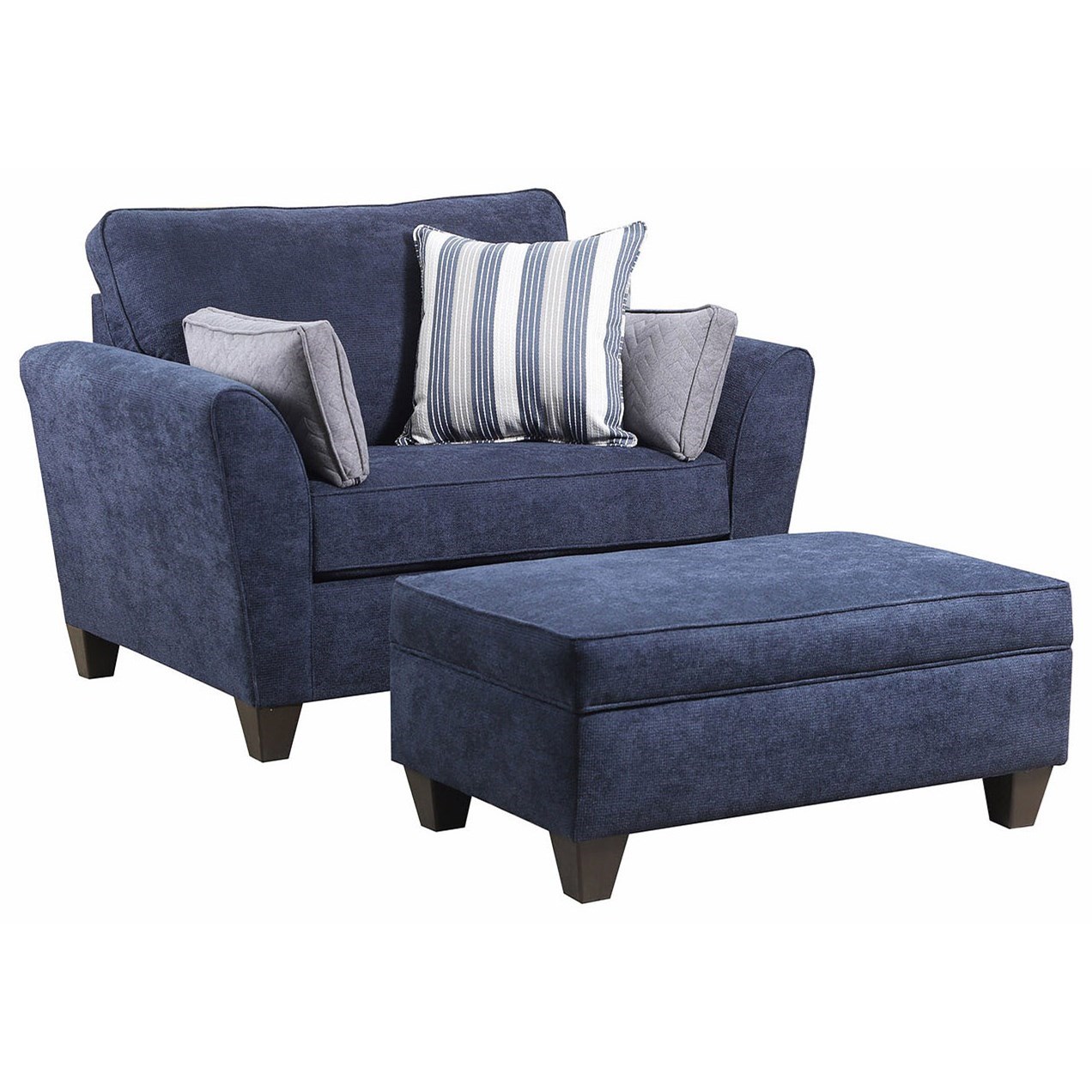 Lane 7081 Transitional Chair And A Half And Storage Ottoman Set Find Your Furniture Chair Ottoman Sets