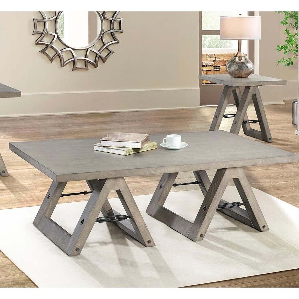 Lane 7592 7592 45 Contemporary Cocktail Table With Sawhorse Base