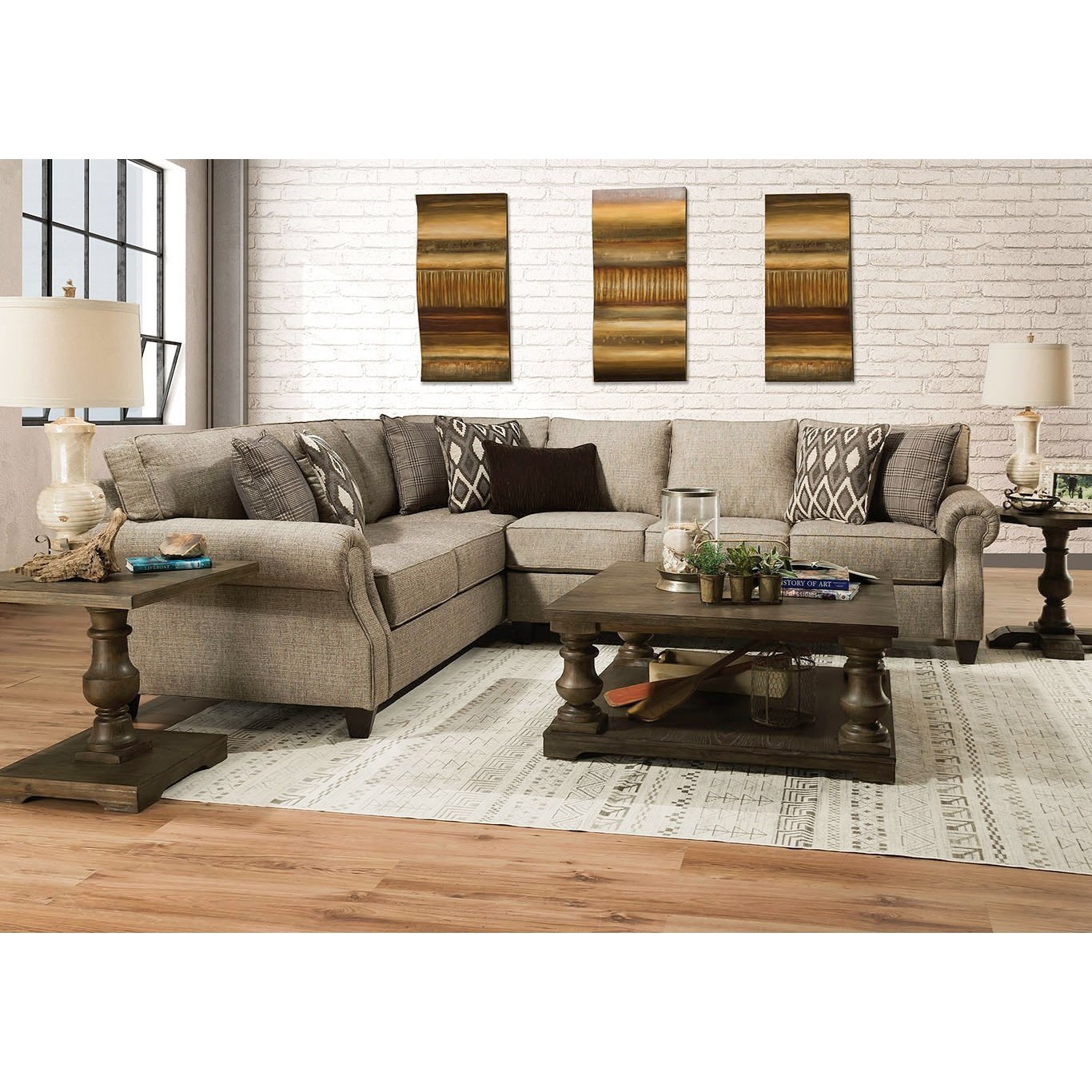 Lane 8010 Casual 2 Piece Sectional With Rolled Arms Story Lee