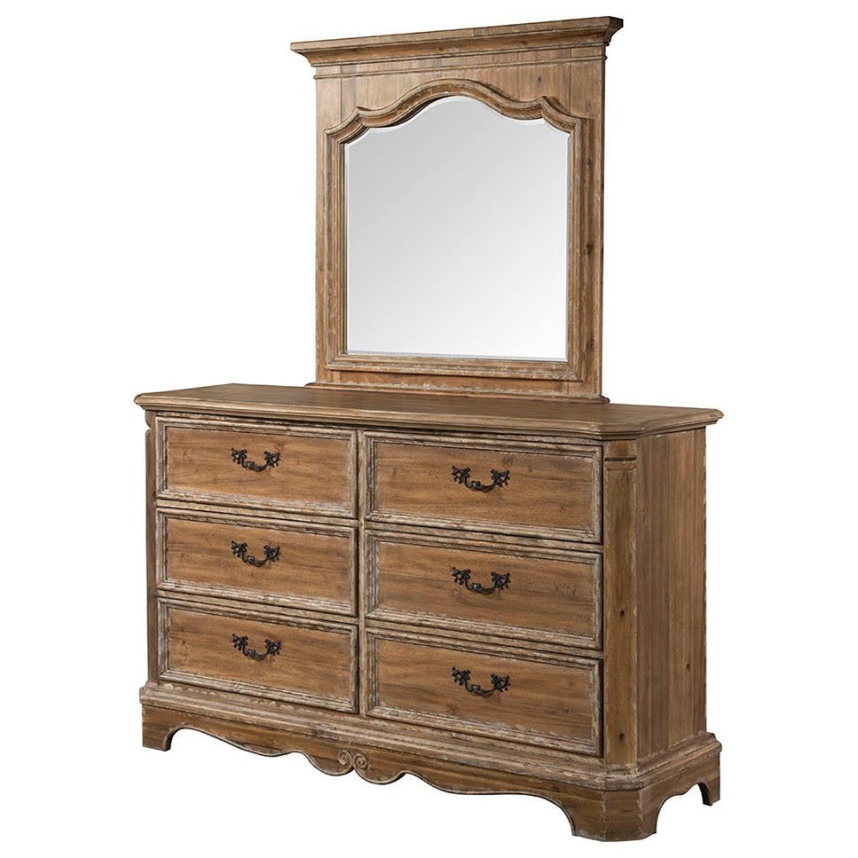 Lane Cottage Charm 1048 10 20 Cottage Dresser And Mirror Set With Cedar Lined Drawers Esprit Decor Home Furnishings Dresser Mirror Sets