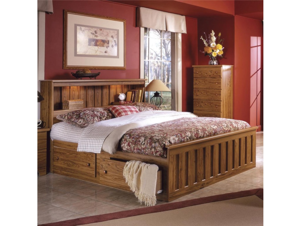 Lang ShakerFull Bookcase Headboard with Lights
