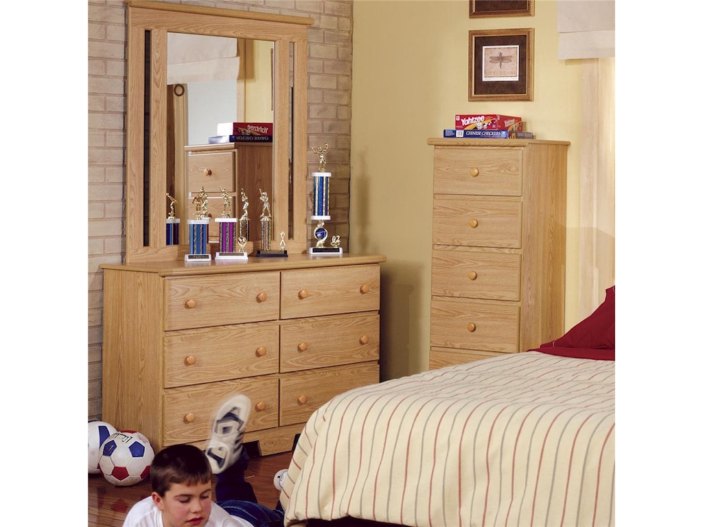 Lang Shaker Shaker Style 49 Inch 6 Drawer Dresser And Mirror Set